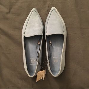Blue Suede Pointed Toe Loafers